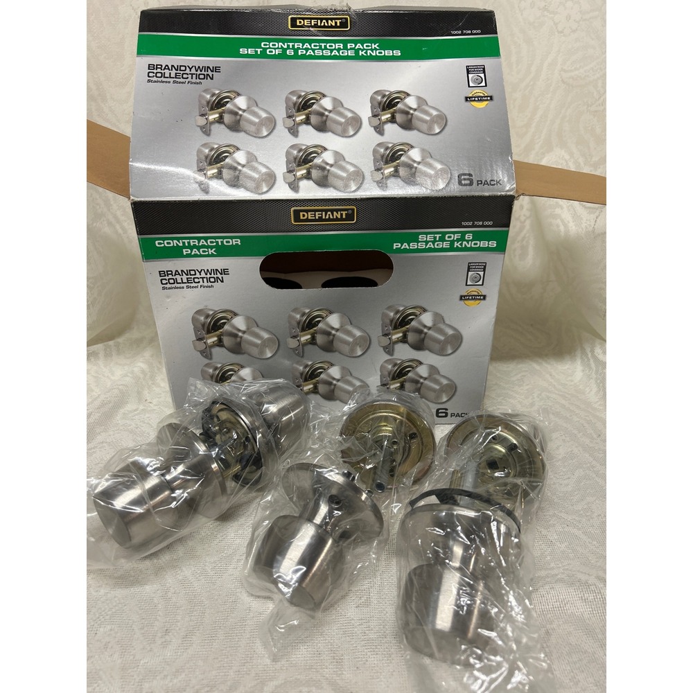 Defiant Brandywine Stainless Steel Passage Door Knobs Set of 3 Hall and Closet